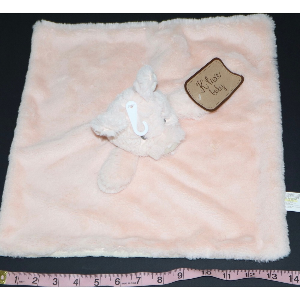 Kellytoy K. Luxe Pink Pig Security Blanket Lovey Plush Faux Fur Rattle 14x14 NWT - Picture 5 of 13